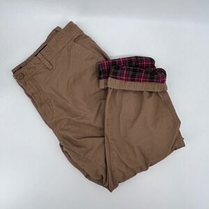 Weatherproof Mens Brown Plaid Flannel-Lined Cotton Casual Pants 40W x 30L